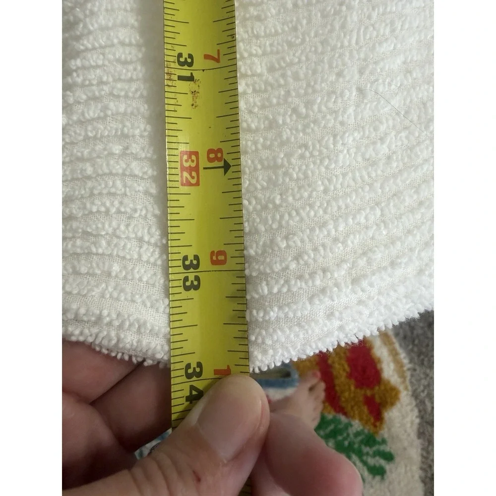 Vintage White Hobnail Chenille Medallion Full Queen Bedspread CUTTER DAMAGE
